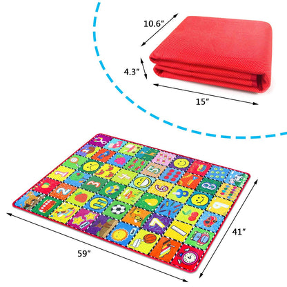 teytoy Baby Mats for Floor Alphabet Kids Rug Crawling Mat Play Rugs for Children Super Soft Non-Slip Colourful Foldable Playmats for Toddlers, 112 * 151cm Extra Thick (0.6cm)