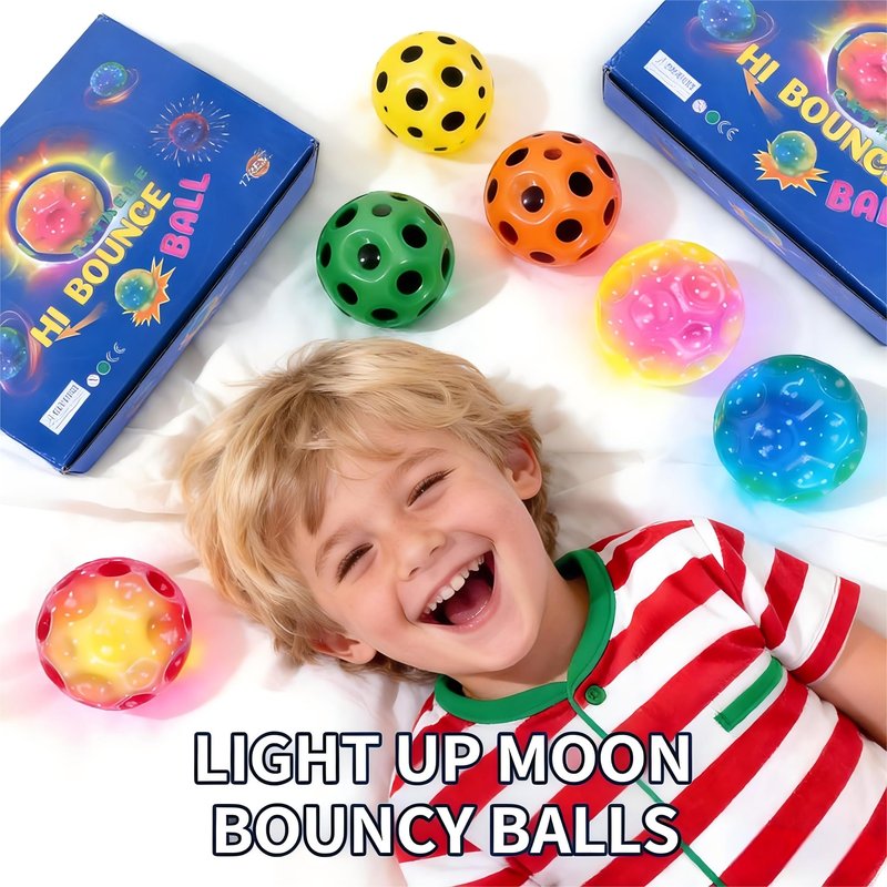 TYLIN Bouncy Moon Ball - High Bounce Space Moon Ball, Durable PU Foam Toy for Kids, Teens, All Ages - Indoor & Outdoor Play, Party Favors （12 Pack）