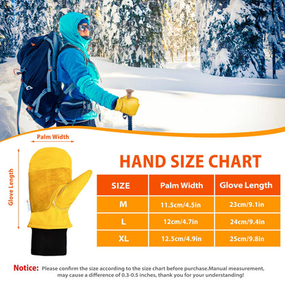 DLY Winter Work Gloves,Leather Winter Work Gloves for Men and Women,Waterproof Winter Gloves with Waterproof Membrane,Warm Working Gloves for Construction, Equipment Operation, Driving, Road Machinery