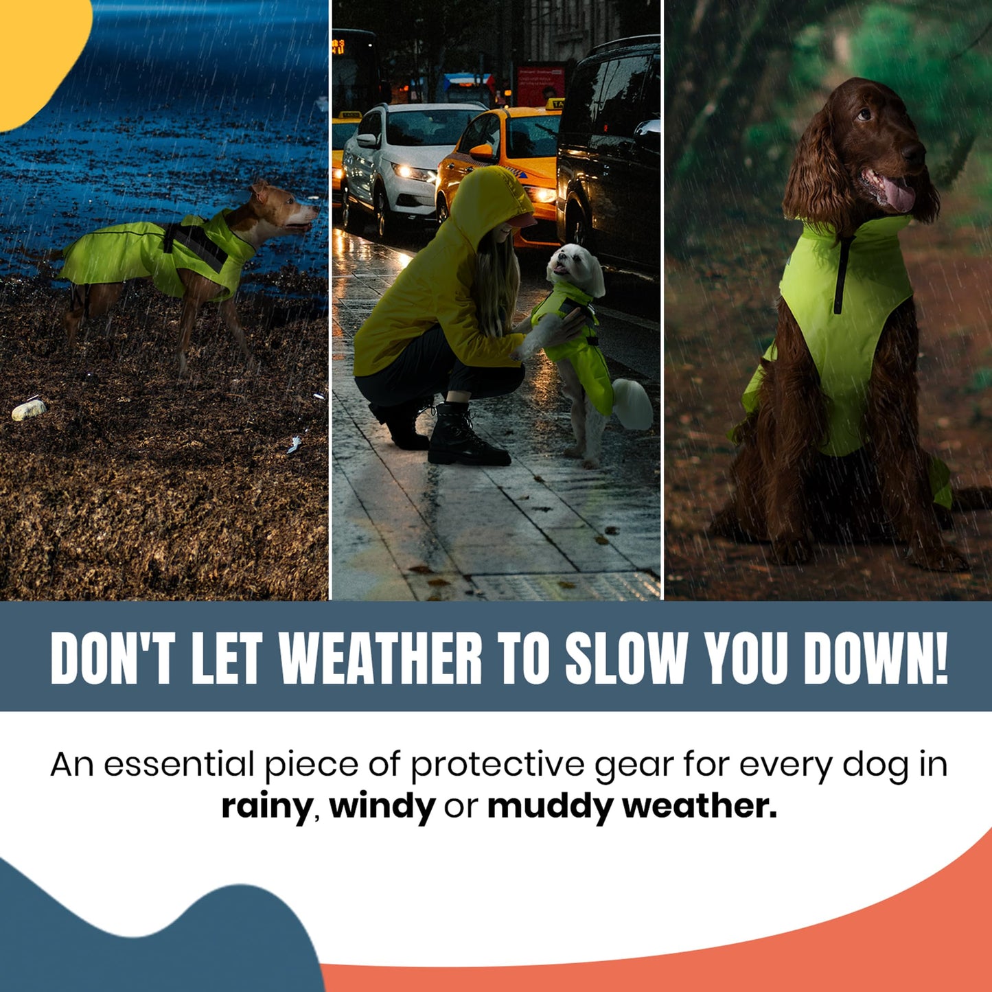 DOGOPAL Dog Raincoat - Waterproof, Lightweight Dog Rain Coat for Small, Medium, and Large Dogs with High Visibility Reflective Straps and Harness Hole (Yellow, M)