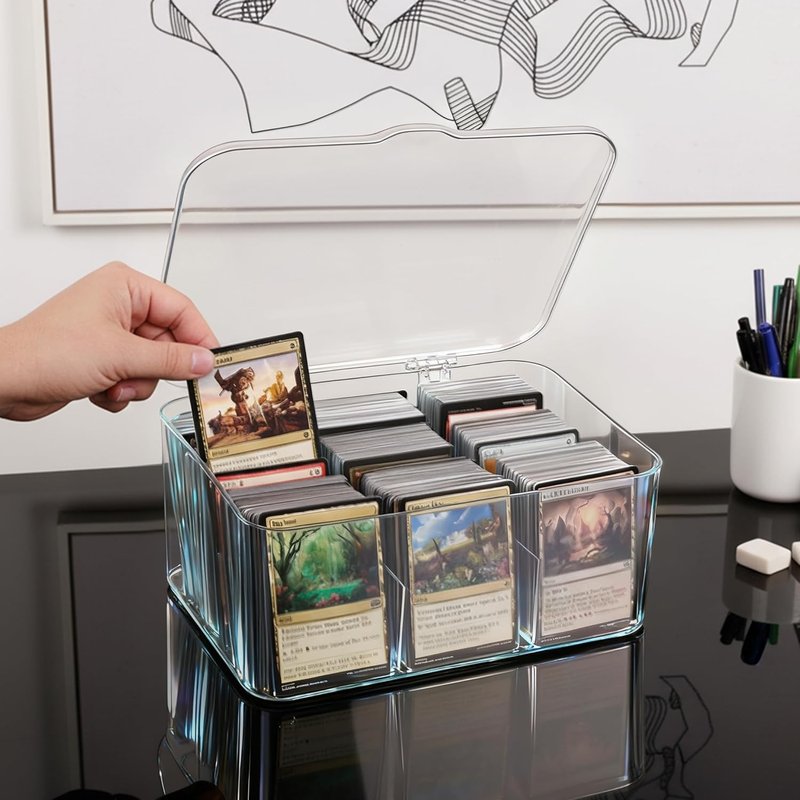 MTG Card Storage Box - 2 Pack Large Acrylic Organizer for 4200+ Trading Cards | Removable Dividers