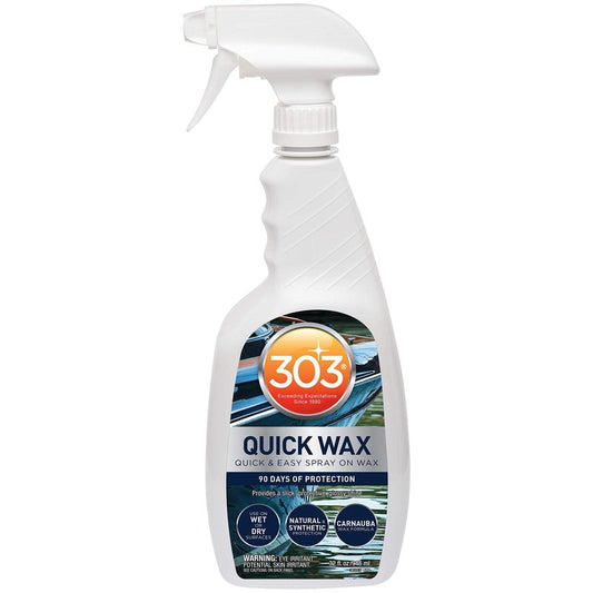 303 Products Marine Quick Wax, Boat Spray Wax for Fiberglass & Gelcoat – Quick Shine Spray for Boats, Slick Gloss Finish, Easy Spray-On Application, 32 oz