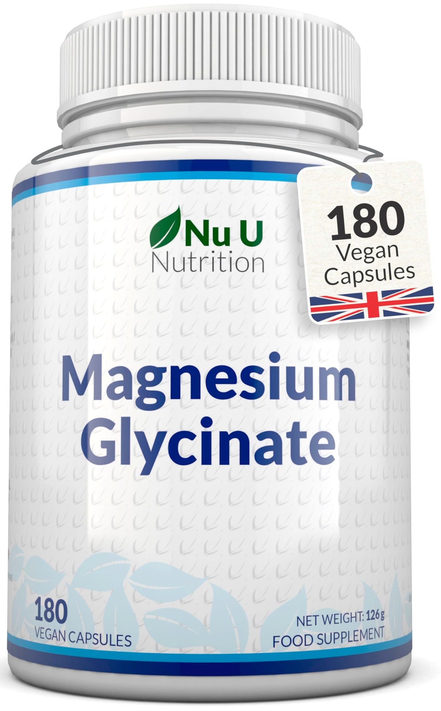 Magnesium Glycinate Supplements 1000mg (Bisglycinate) - 180 High Strength Vegan Capsules - 3 Month Supply - Providing 200mg of Elemental Magnesium - Made in The UK - Nu U Nutrition