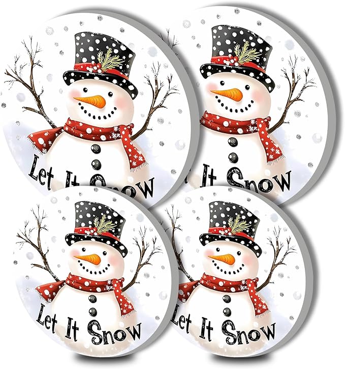 Snowman Stove Burner Covers, Christmas Decor Gas Stove Burner Covers 8 ＆10 Inches Stove Top Covers Electric Stove 4 Pcs Metal Stove Cover Gas Stove Top Covers, Cooktop Decorative,Xmas Decorations