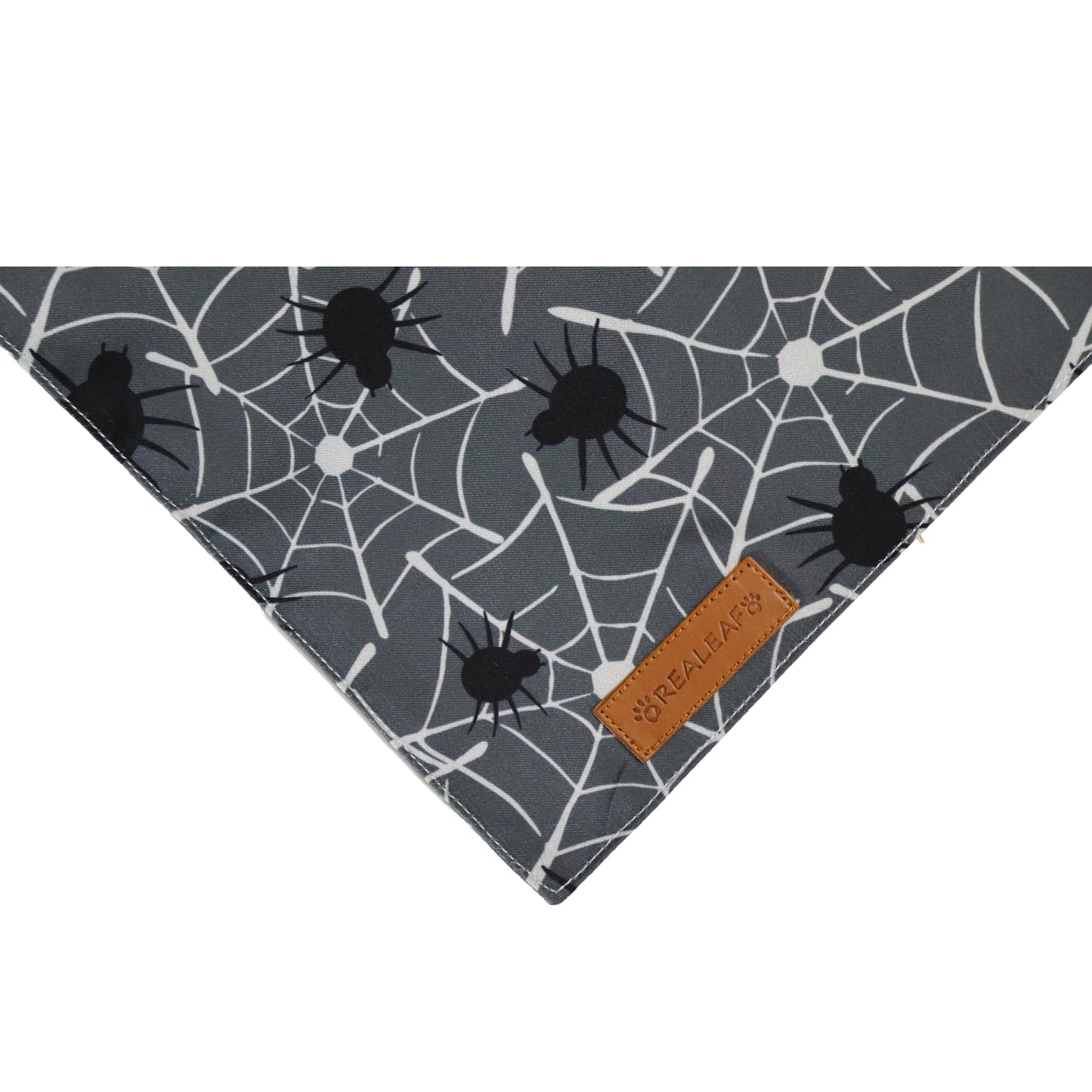 Realeaf Halloween Dog Bandanas 2 Pack, Spider Web Ghosts Bibs, Triangle Reversible Fall Pet Scarf, Premium Durable Fabric, Adjustable Fit (Halloween, Large)