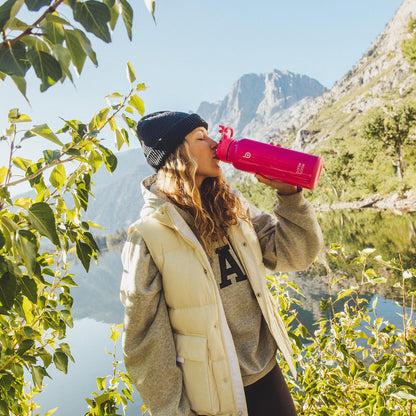 BOTTLE BOTTLE 40 oz sports water bottle stainless steel insulated water bottle with straw and pills holder (hot pink)