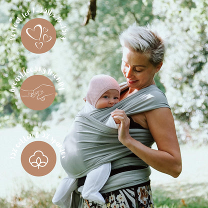 Baby Sling Wrap Newborn to Toddler Carrier 7-35lb - Soft Stretchy Baby Wrap Sling - Safety Tested - Hands-Free Baby Wrap Carrier - Newborn Sling (Sage)