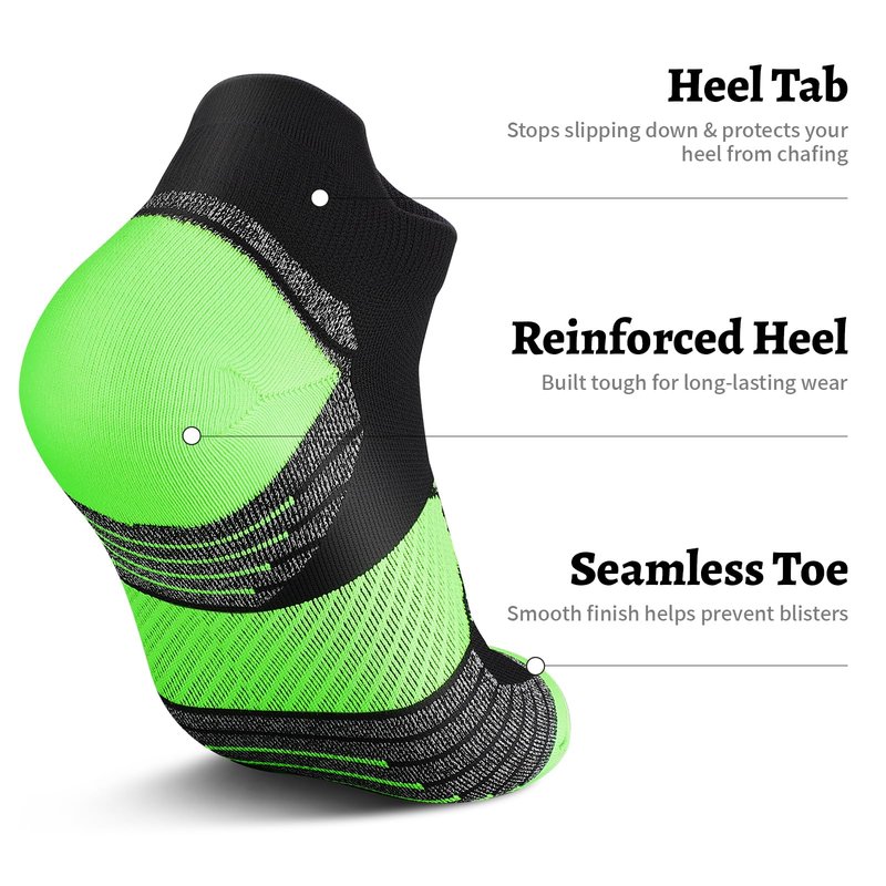 PAPLUS Compression Running Socks Women (6 Pairs), Ankle Athletic Socks Low Cut with Arch Support