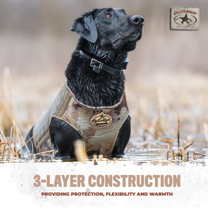 Rig'Em Right Waterfowl Bloodline Elite Dog Vest for Duck Hunting with Ultra Comfortable 3mm Neoprene 3-Layer Construction, Flotation Foam, Heavy-Duty Canvas, and More (Optifade Marsh, M)
