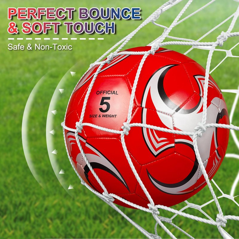 Libima 13 Pcs Soccer Ball Bulk 10 Pcs Official Size 4, 5 Soccer Ball with 2 Pump and Carry Bag Outdoor Indoor Training Practice Football Sports Party Back to School(Size5,Classic Style,Red, Blue)