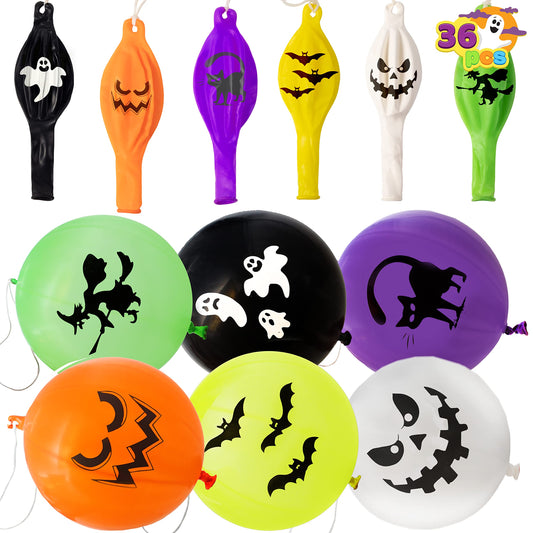 JOYIN 36 Pieces Halloween Punch Balloons for Kids Game Birthday Party Favor Supplies Decorations, Trick or Treat Toys, School Classroom Game Goodie Bags Stuffers