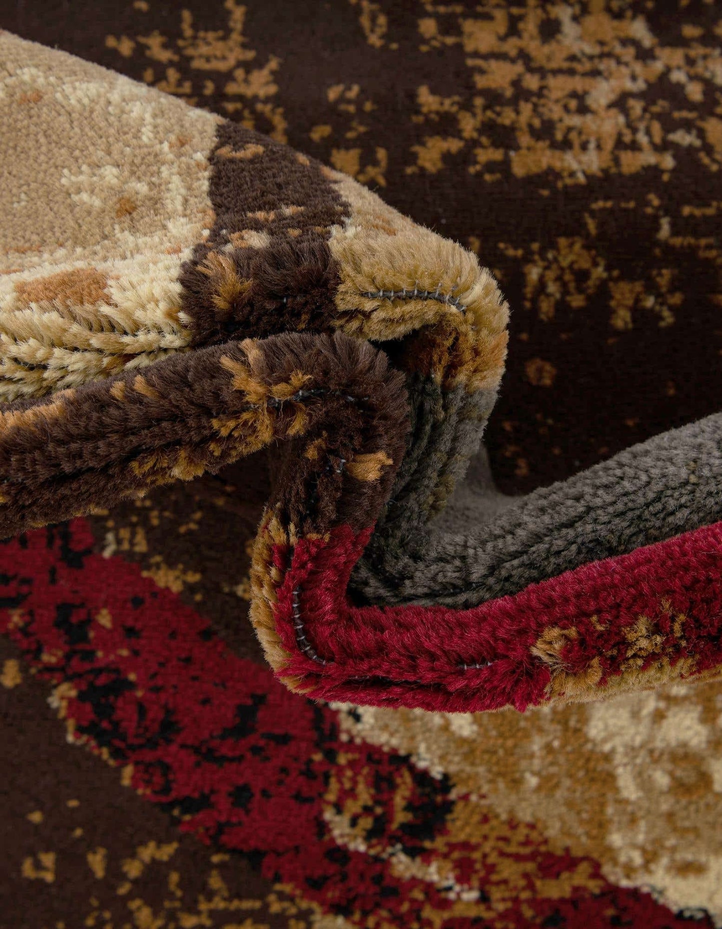 Unique Loom Barista Collection Area Rug - Kouillou (5' 3" x 8' Oval, Multi/Brown)