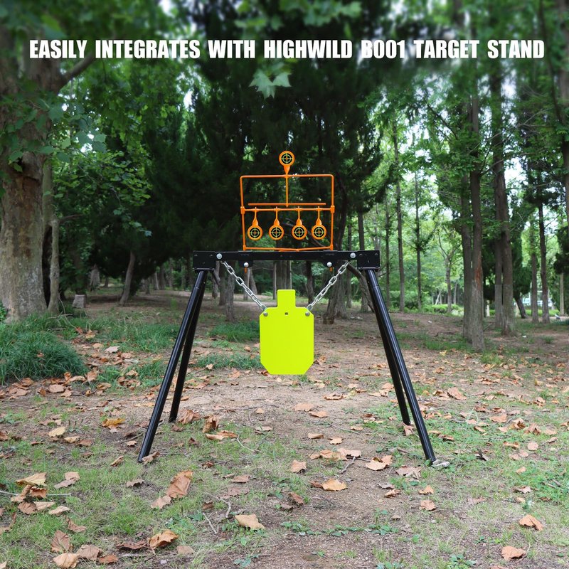 Highwild Air Gun Resetting Target Auto Reset Steel Target, Rated for .22 Caliber - Neon Orange