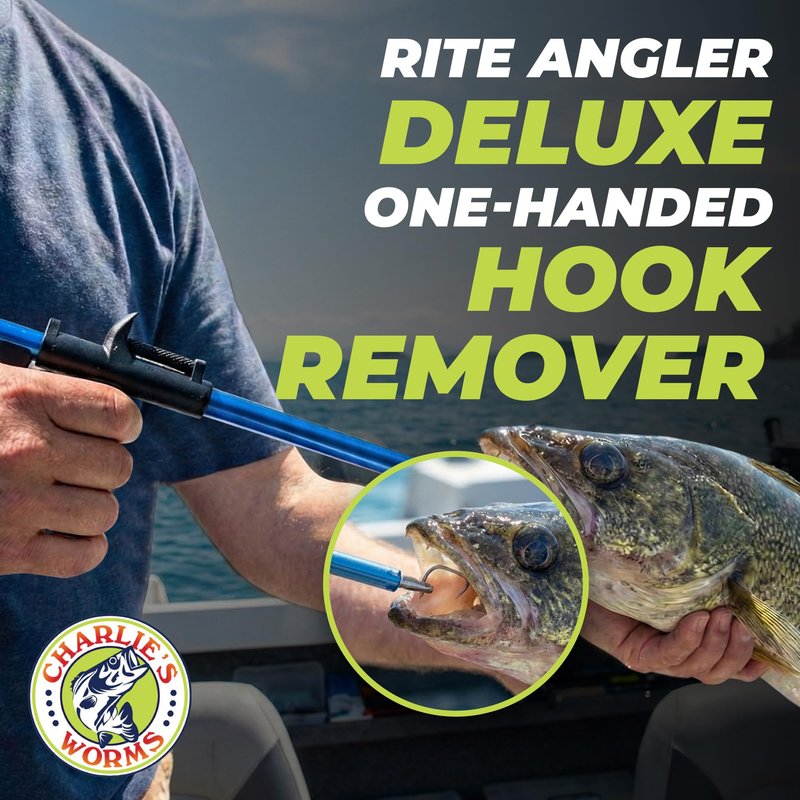 Rite Angler Fishing Hook Removal Tool – Stainless Steel Fish Hook Remover, Hook Extractor for Easy Unhooking, Dehooking and Quick Release Fishing Must Have Accessories Long Remover – 13.5", Blue/Black
