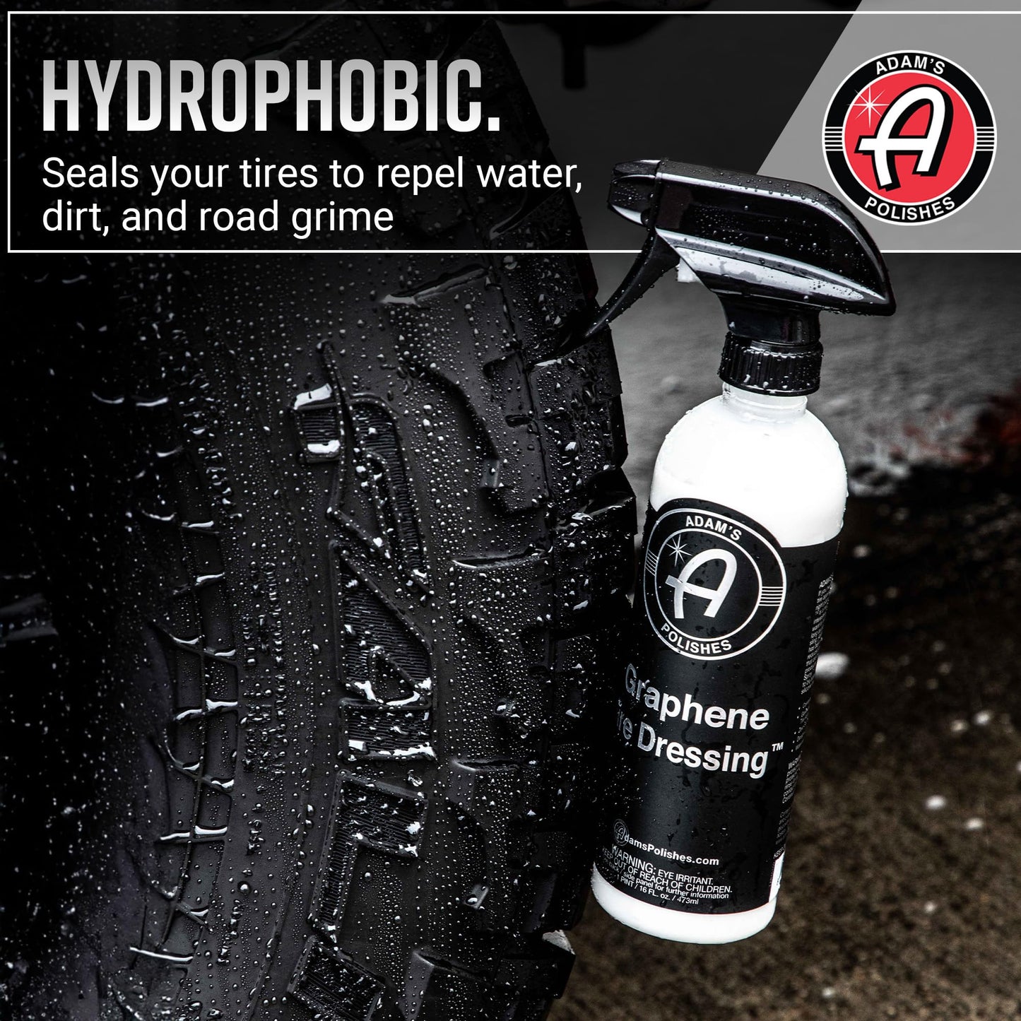 Adam's Polishes Graphene Tire Dressing - Deep Black Finish W/Graphene Non Greasy Car Detailing | Use W/Tire Applicator After Tire Cleaner & Wheel Cleaner | Ceramic Coating Like Tire Protection (16oz)
