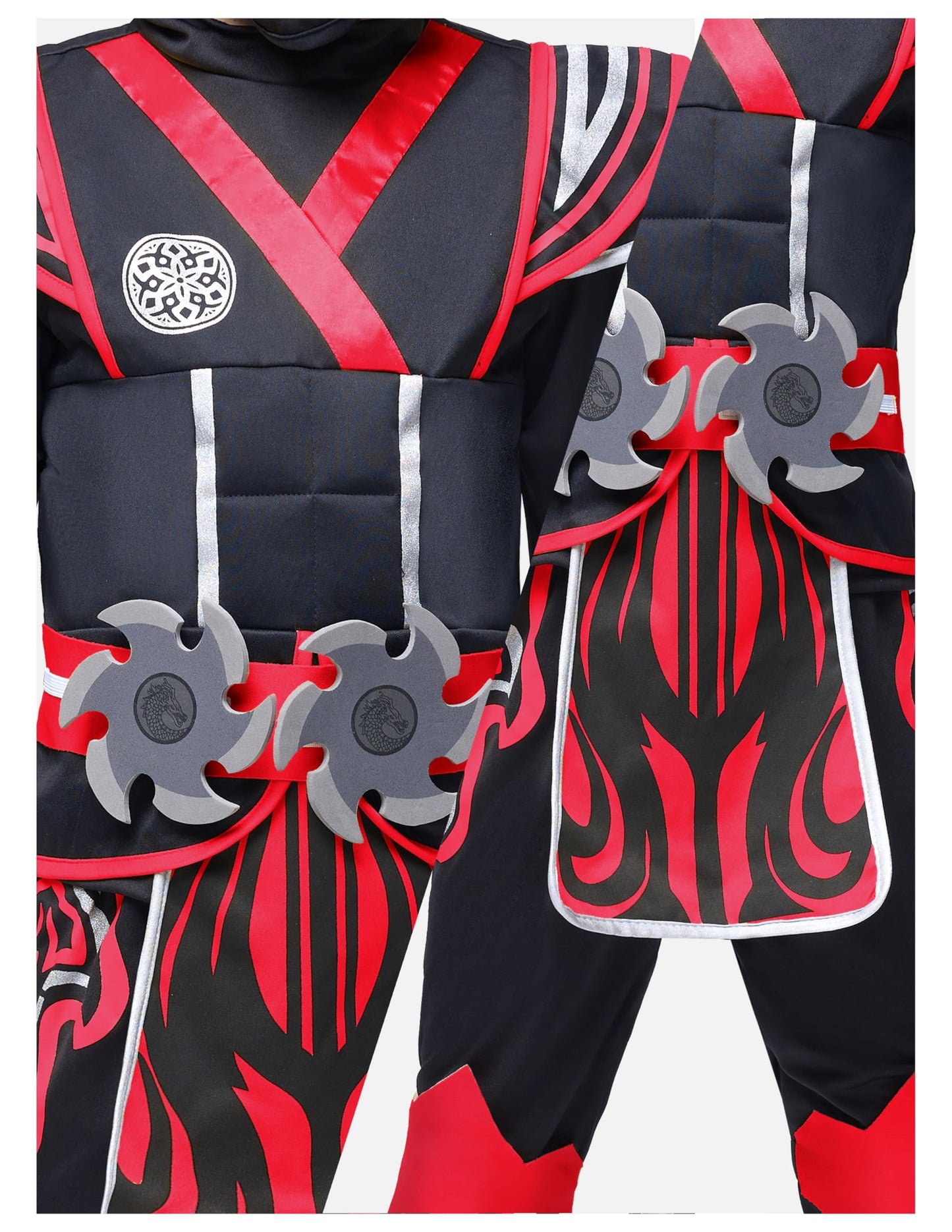 Spooktacular Creations Kids Red Ninja Costume, Child Boy Ninja Outfit Set, Halloween Costume for Toddler Themed Parties, Dress Up (Medium, 8-10 yrs)