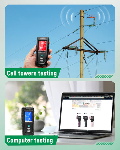 ERICKHILL EMF Detector, Rechargeable Digital Electromagnetic Field Radiation Detector Hand-held Digital LCD EMF Meter Great Tester for Home EMF Inspections,Ghost Hunting Green