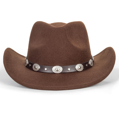 IZUS Western Outback Felt Cowboy Hat for Women Cowgirls-Fedora Rodeo-Hat 22"-22.75" fit for Medium