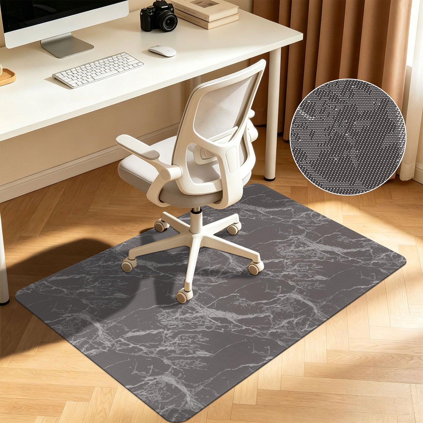 Vaukki Office Chair Mat for Hardwood, 36" x 48" Computer Chair Mat for Rolling Chairs, PVC Plastic Desk Office Floor Rug, Non Slip Heavy Duty Marble Desk Floor Protector for Office, Coffee