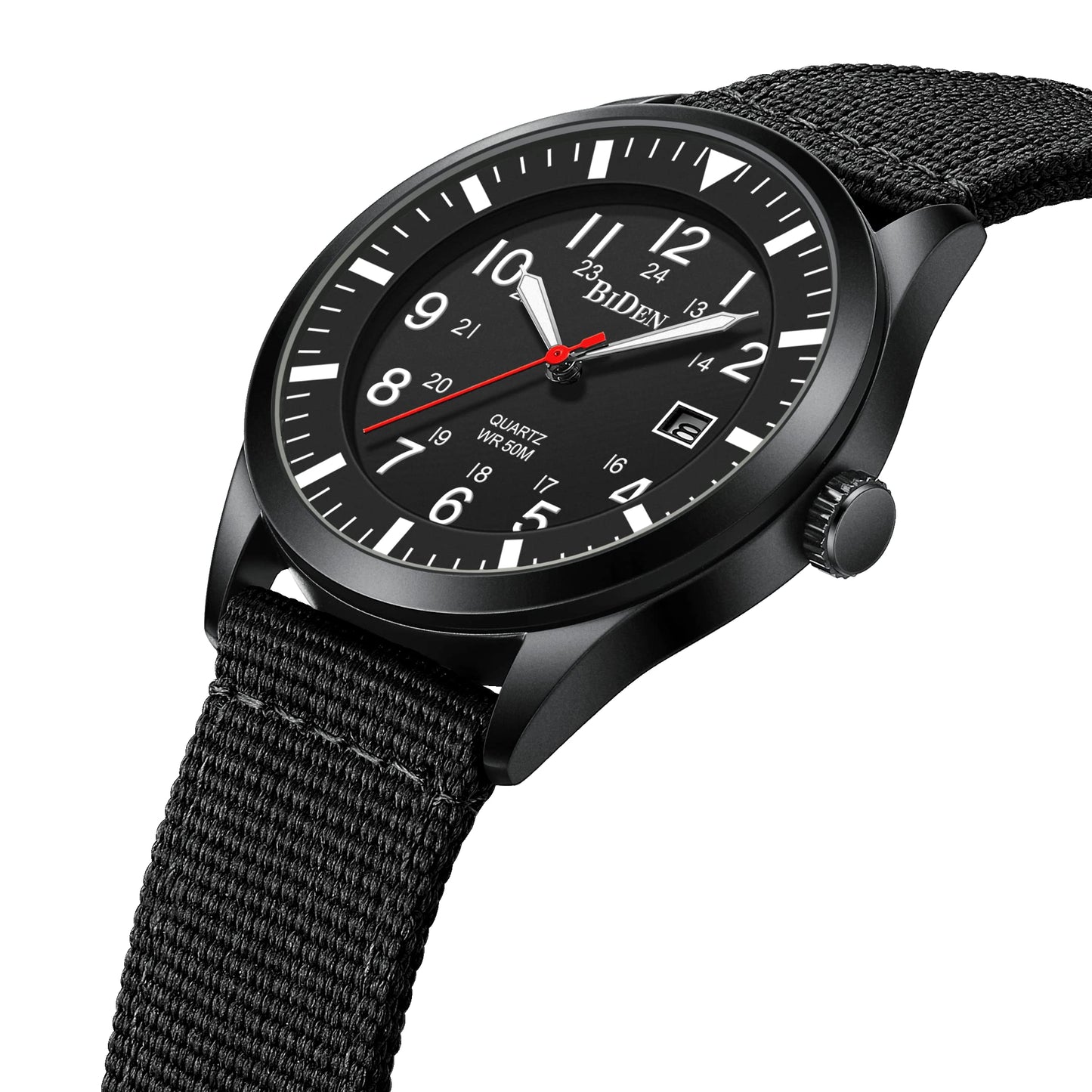 HANPOSH Mens Watches Military Army Analog Quartz Sports Waterproof Wrist Watch for Men with Date Display Nylon Strap Tactical Field