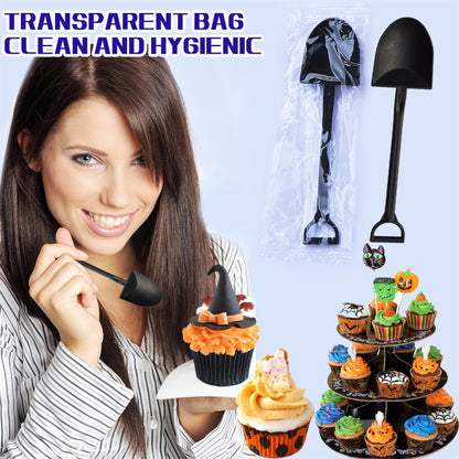 OaaXbbECco Novelty Mini Shovel Shape Spoons Cute Disposable Plastic Dessert Spoons (50)