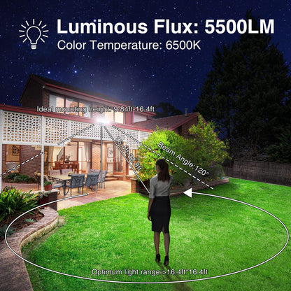 Onforu 55W Security Light with Motion Sensor, LED Wall Light Outdoor, IP65 Waterproof PIR Exterior Floodlight, 5000lm Super Bright 6500K Daylight White Flood Light for Garden, Garage, Patio