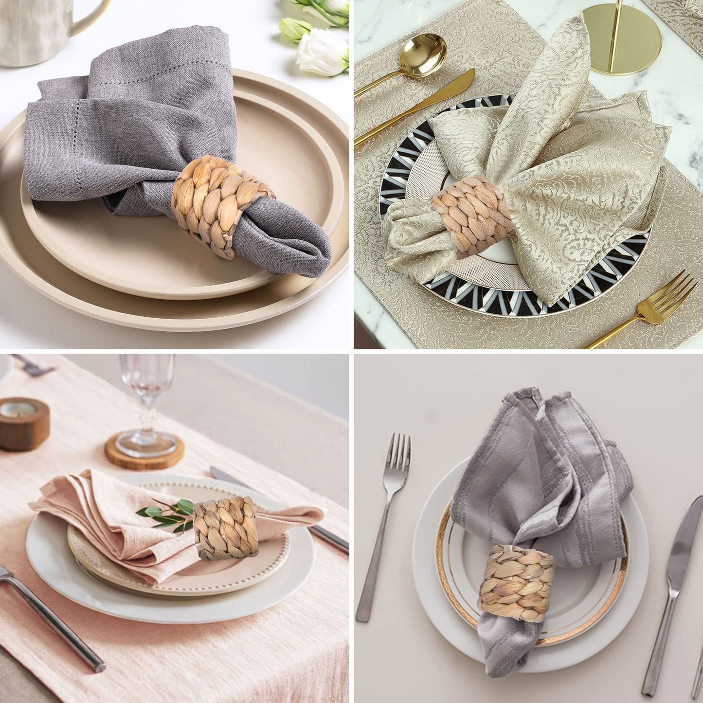 APTWOW Rustic Napkin Rings Set of 12, Hand-Woven Farmhouse Fall Napkin Rings, Holiday Party, Christmas, New Year Eve, Thanksgiving Dinnerware, Easter Napkins Rings