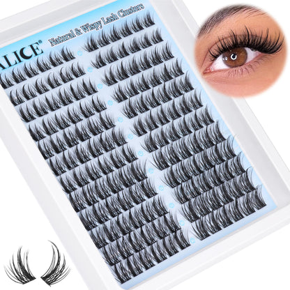 ALICE Natural Lash Clusters DIY Lash Extensions Wispy Eyelash Clusters Anime Cat Eye Cluster Eyelash Extensions10-16mm Individual Lashes 144pcs