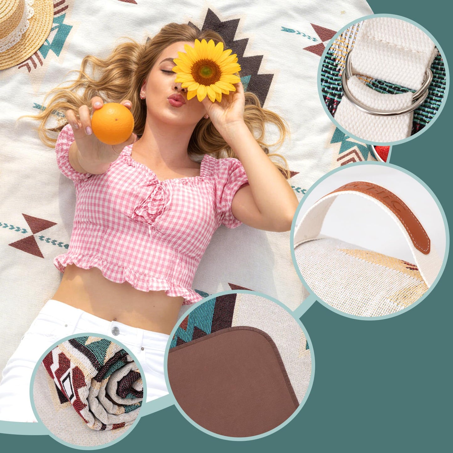 2 in 1 Extra Large Boho Beach Blanket Towel Giant Woven Outdoor Rug Picnic Mat Camping Gear Cruise Essential 2026 Summer Vacation Must Have Airplane Travel Accessories Costa Rica Hawaii Trip Stuff