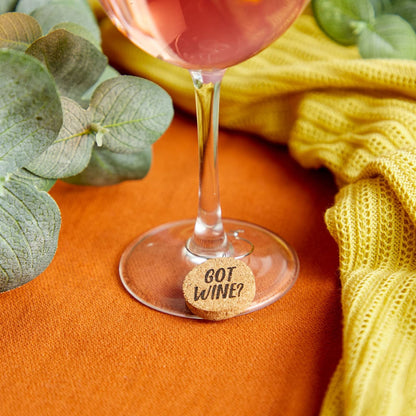 Juvale Wine Glass Charms - 1-Inch Circle Cork, 12-Pack - Wine Charms for Stem Glasses & Funny Party Decor - Birthday Party Favors