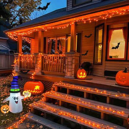 JMEXSUSS 2 Pack Halloween Solar Lights Outdoor, Total 400 LED 151FT Orange Solar Lights Outdoor Waterproof, 8 Modes Christmas String Light for Outside Tree Patio Yard Garden Halloween Decorations