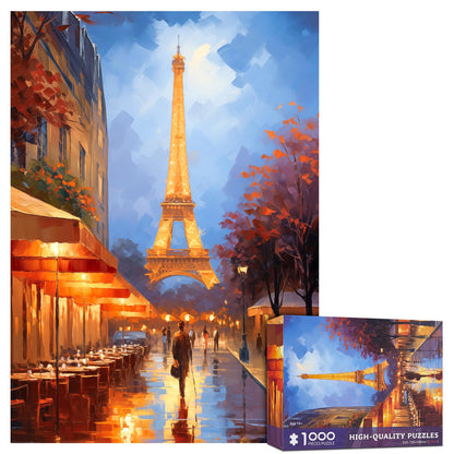 1000 Piece Puzzle for Adults Paris Tower Jigsaw Puzzles 1000 Pieces Eiffel Tower Puzzle for Adults Paris Night View Oil Painting 1000 Piece Jigsaw Puzzles Challenging Gift for Teens Seniors