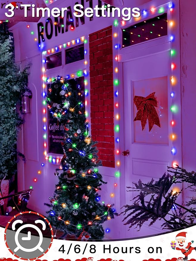 1000 LED 328 FT Outdoor Christmas Lights, IP67 Waterproof Twinkle String Lights with Remote 8 Modes and Timer Memory Function, Fairy Light for Holiday Garden Party Decorations(Multicolor)