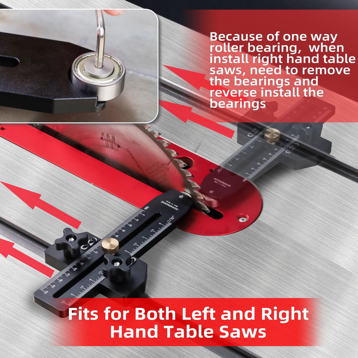 GOINGMAKE Thin Rip Jig Table Saw Jig Guide for Making Repetitive Narrow Thin Strip Cuts Woodworking Tools Fast Thin Ripping Guide for Table Saw Band Saw Router Table Fits for 3/8" x 3/4" T Slot