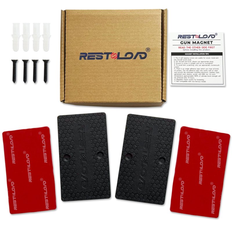 RESTNLOAD Universal Magnetic Gun Mount, Gun Magnet 43lbs. Rating, (2-Pack) Gun Holder Magnetic Holster for Cars, Trucks, Walls, Desks, Fully Rubber Encapsulated Design