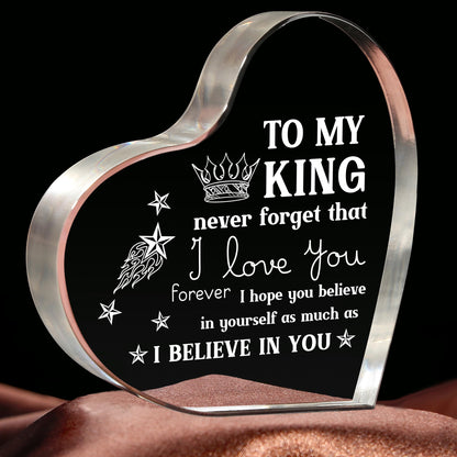 Valentines Day Gifts for Him Boyfriend Husband, Mens Valentines Day Gifts, Anniversary I Love You Gifts for Him, Men's Heart Shaped Acrylic Block -Fathers Day Birthday Gifts for Husband