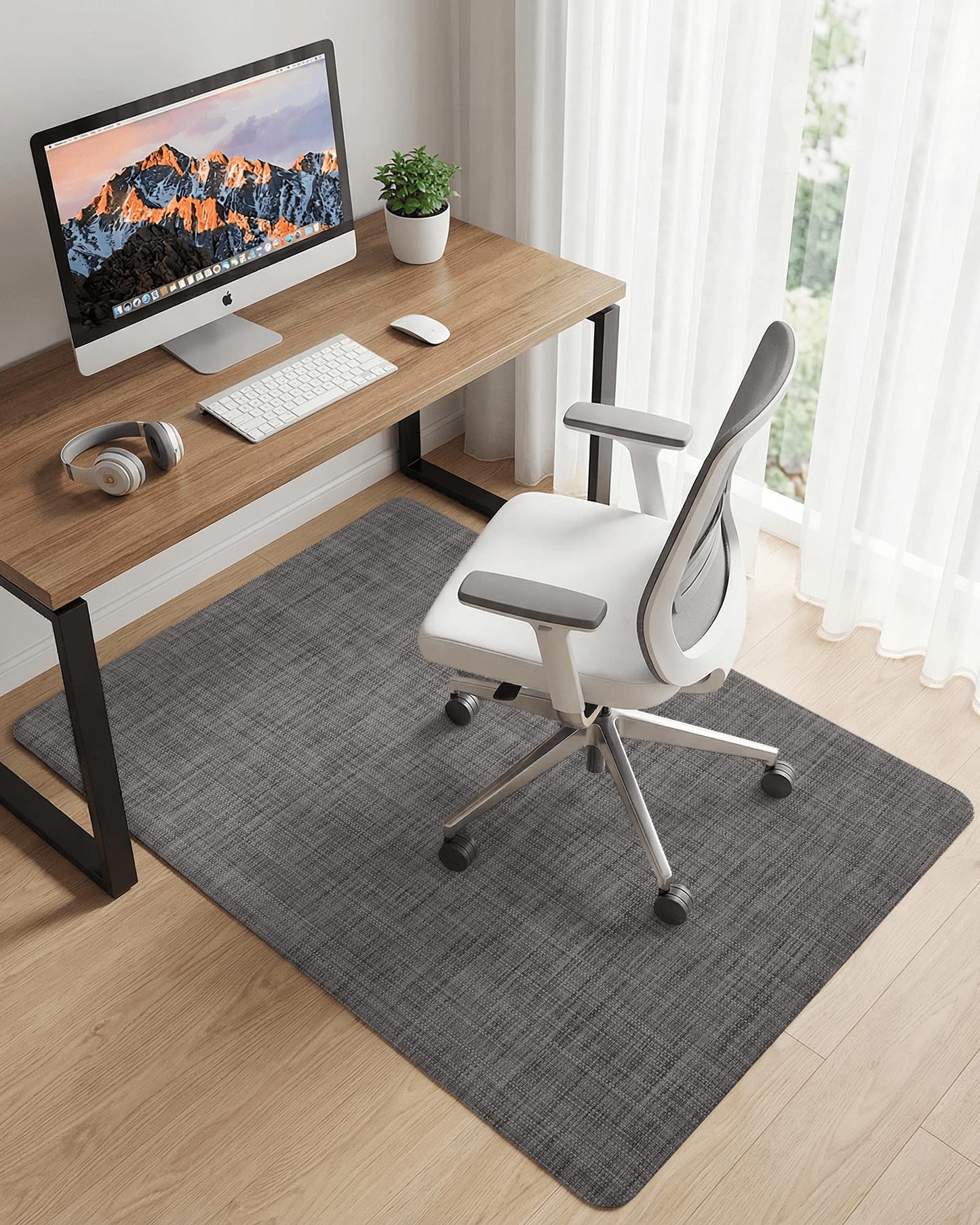 Carvapet Office Chair Mat for Hardwood Floor, 36x48 Inch Heavy Duty Floor Protector, Non Slip Desk Chair Mat for Rolling Computer Gaming Chairs, Easy to Clean Dark Grey