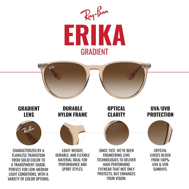 Ray-Ban Unisex RB4171 Erika Round Sunglasses, Black/Polarized Green, 54 mm