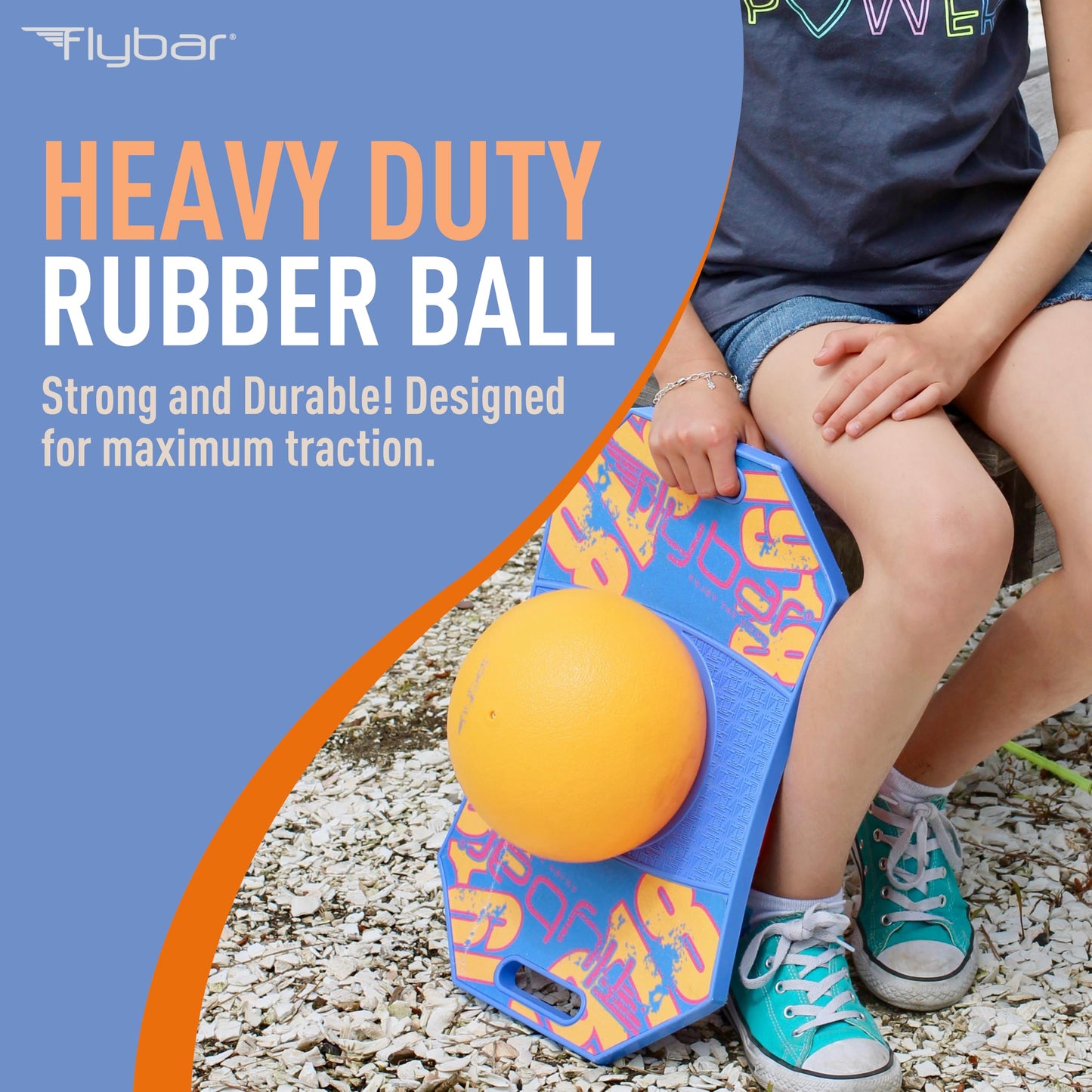 Flybar Pogo Trick Ball for Kids, Trick Bounce Board for Boys and Girls Ages 6+, Up to 160 lbs, Includes Pump, Easy to Carry Handle, Durable Plastic Deck Indoor, Outdoor Toy Pogo Jumper (Blue Dawn 2)