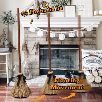 Halloween Decoration- 43.5 Inches Tall Animated Floating Witch's Broom –Haunted Dancing Broom for Indoor Party Home Floor Decor