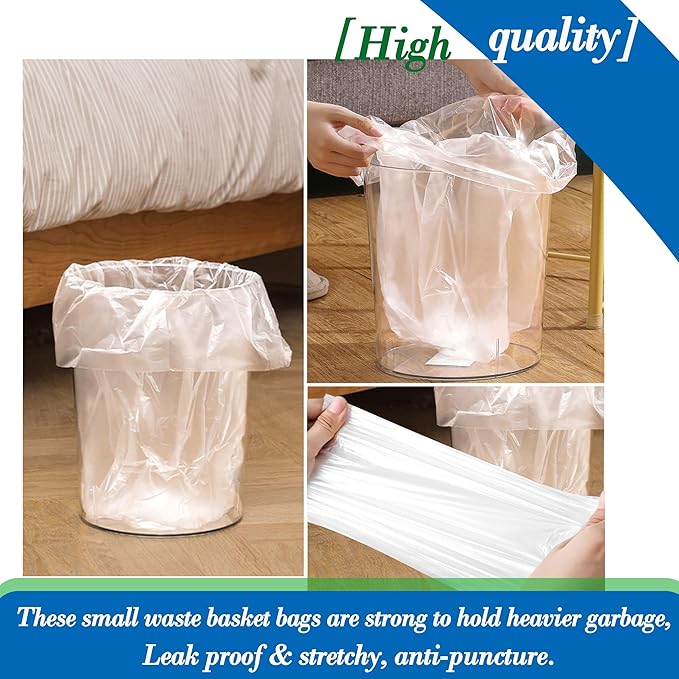 4 Gallon 100pcs Small Clear Trash Bags Strong Clear Garbage Bags, Bathroom