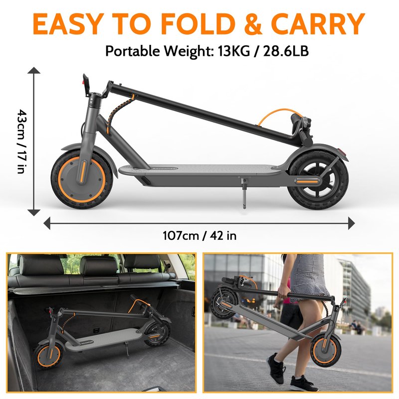 Aovowheel Electric Scooter for Adults, Folding E Scooter with 250W-500W Motor 16-24 Mph Top Speed, Max 15-60Miles Long Range,6.5''/8.5''/10''/14'' Solid Tires Commuting Scooters, Dual Brakes