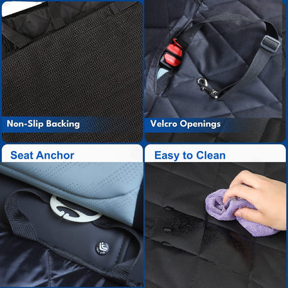 GoBuyer Dog Car Seat Cover Protector Liner for Car Boot and Back/Rear Seat Accessories - Isofix Compatible, Universal & Non-slip and Velcro Openings for Seat Belt
