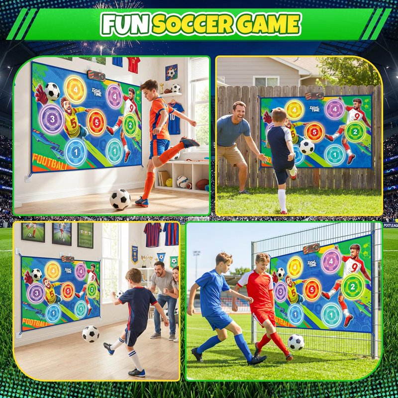 Electronic Soccer Game Toy Set for Kids, Soccer Trainer, Soccer Ball Game Outdoor Indoor Soccer Training Game with Scoring, 2 Soccer & 3 Modes, Soccer Robot Toys Gifts for 3-12 Years Old Boys Girls