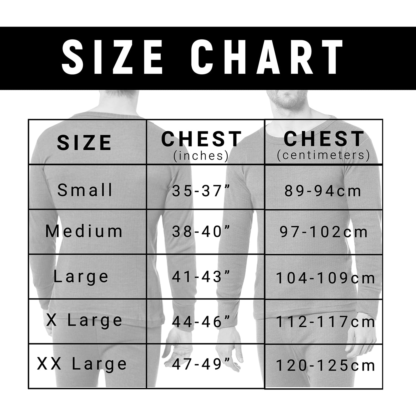 Heatwave® Pack of 2 Men's Thermal Long Sleeve Top, Warm Underwear Baselayer, S M L XL XXL Thermals, Large Black