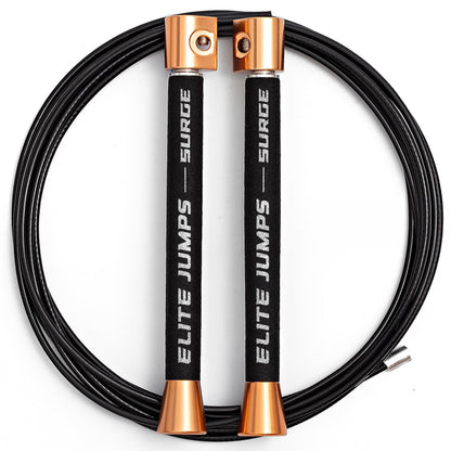 Elite Jumps Surge 3.0 Professional Speed Rope for Double Unders - Patented Dual Bearing Ultra Light-Weight Handle for Premium Spin Control and Kink-Resistant Cable for fast Speed Jump Rope