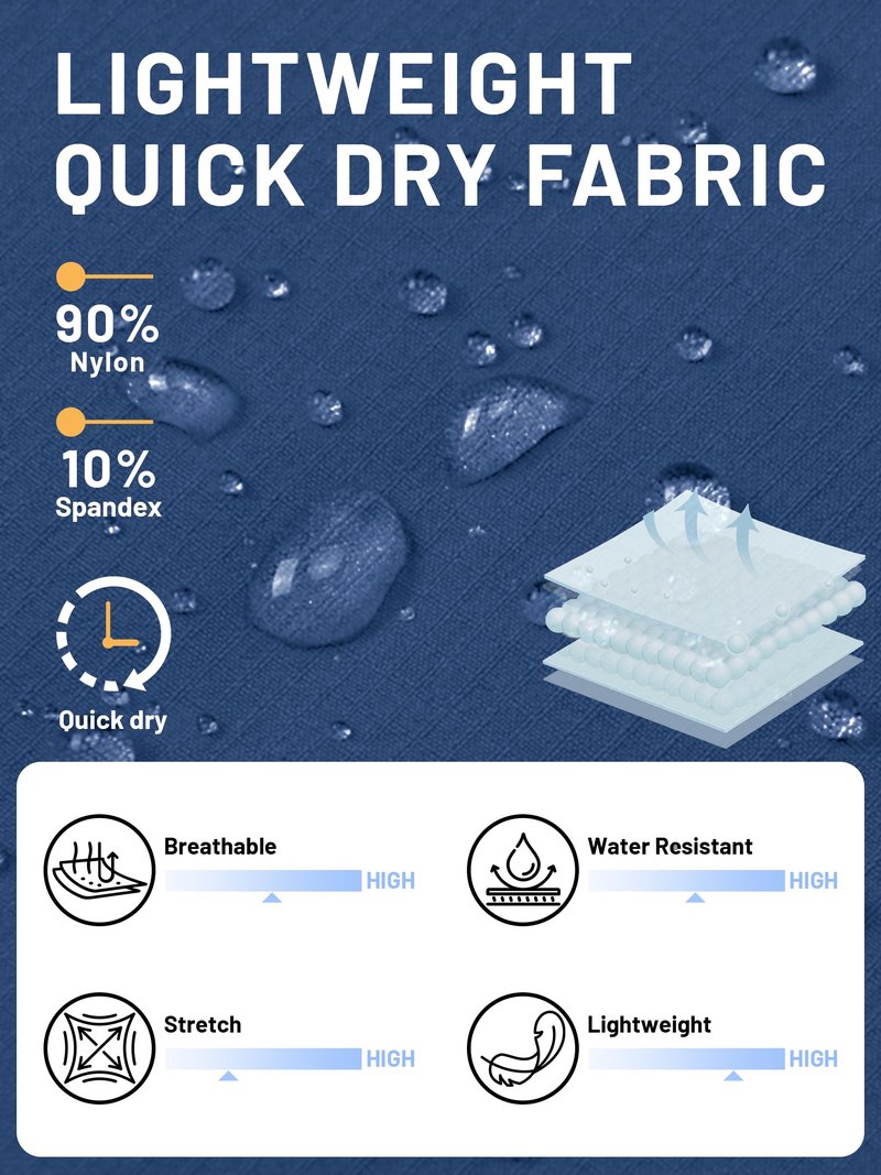 TACVASEN Mens Hiking Cargo Shorts Casual Golf Dress Shorts Hiking Lightweight Quick Dry Breathable Outdoor Summer Fishing Camping Blue 30