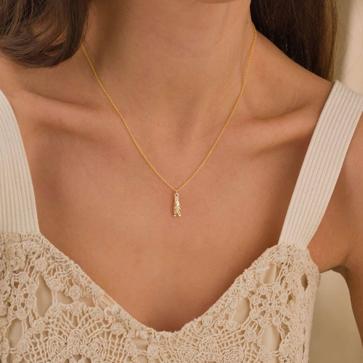 Plenky Gold Necklace for Women-14K Gold Plated Bat Dainty Simple Jewelry Necklace for Women Gifts