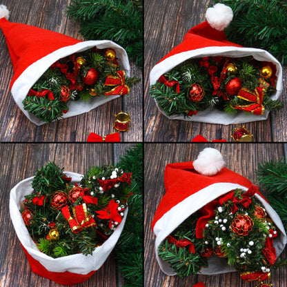 Elcoho 20 Pack Santa Red Hat Short Plush with White Cuffs Non-Woven Fabric Christmas Hat Santa Hat for Adults (Red)