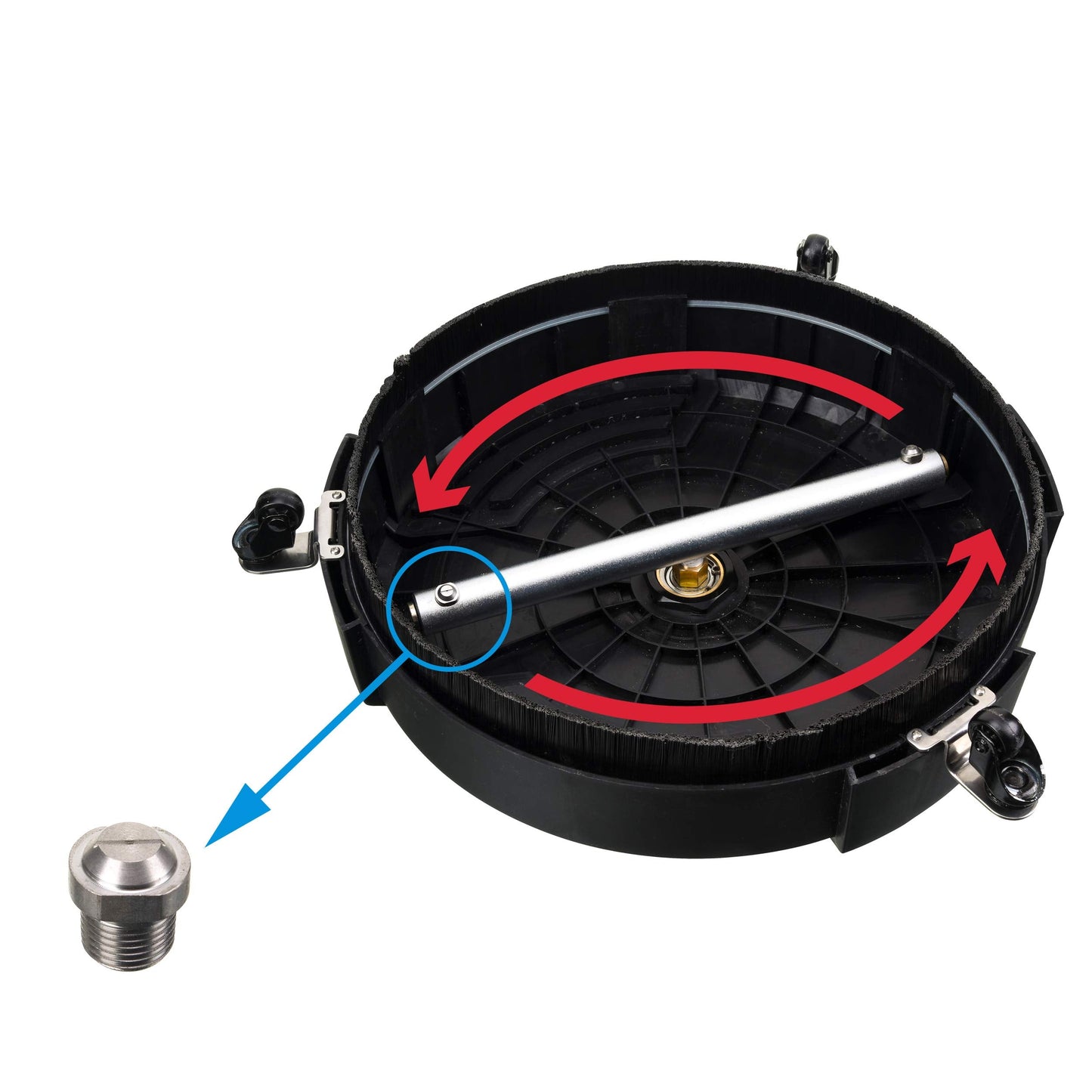 Tool Daily 15 Inch Pressure Washer Surface Cleaner Attachment with Wheels, with 2 Power Washer Extension Wands and 2 Replacement Nozzles, 3600 PSI
